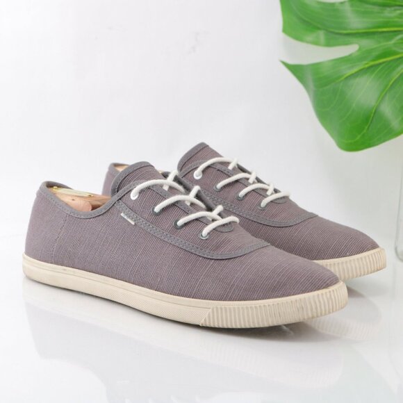 Toms Womens Camel Sneaker Size 10 Heritage Gray Canvas Low Top Comfy Lace-Up - Picture 2 of 12